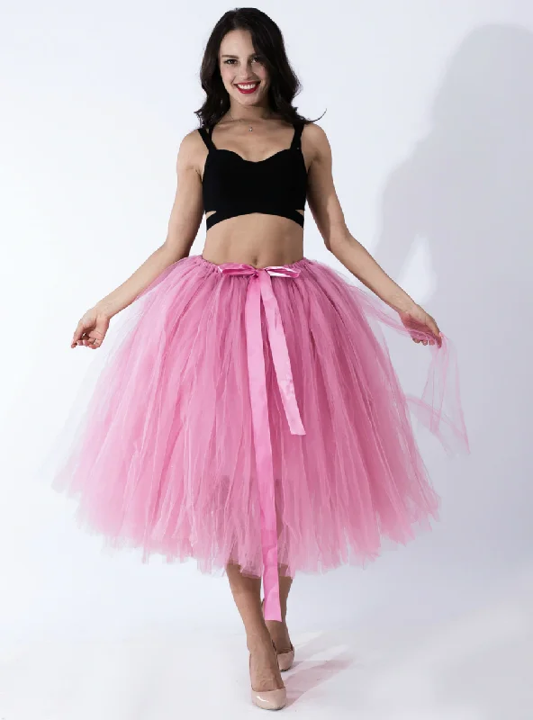 Women Rubber Red Tulle Tutu Middle Skirt corduroy skirt durable