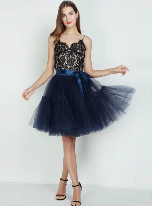 Navy Blue Puff Tulle Tutu Skirt wool skirt warm
