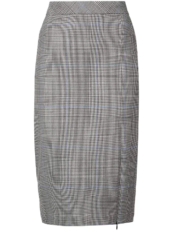 windowpane check skirt denim skirt fashionable