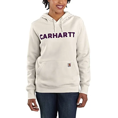 Carhartt Women's Relaxed Fit Midweight Logo Graphic Sweatshirt, Malt, X-Large Hoodie with Front Slit Layering Stylish