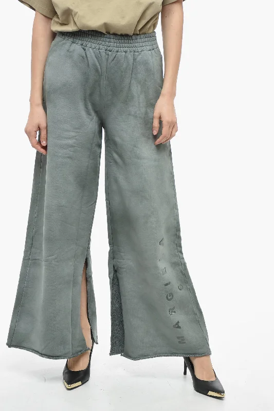 Maison Margiela MM6 Brushed Cotton Palazzo Pants with Opened Bottom Comfortable Jogging Pants
