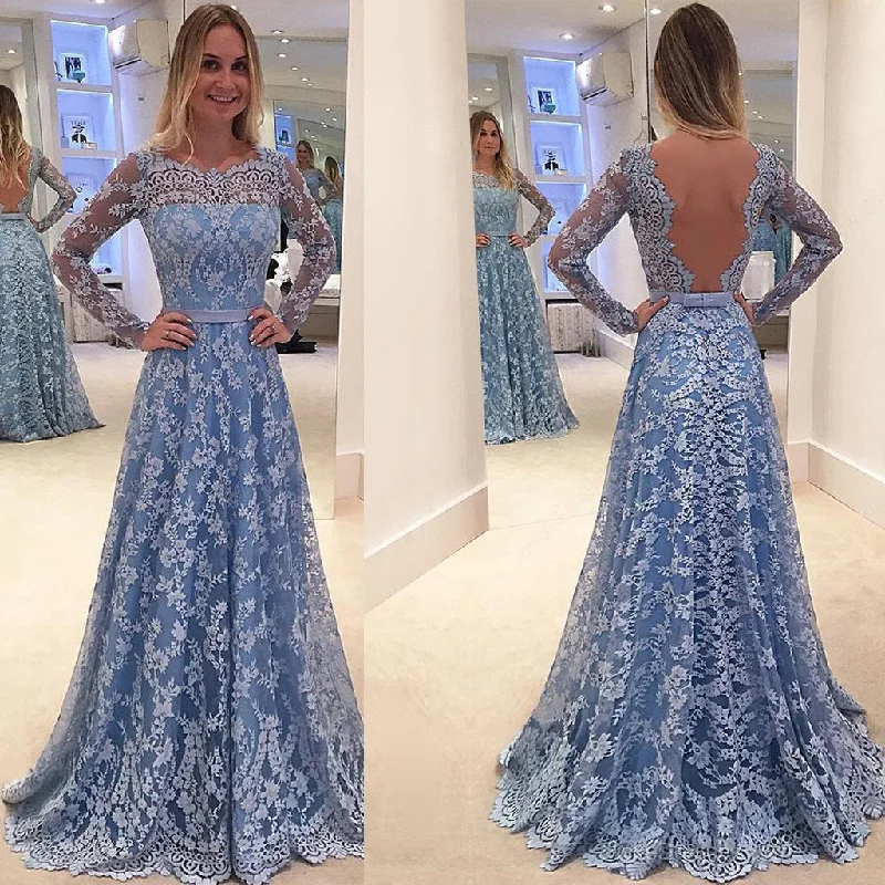 Long Prom Dress, Long Sleeve Prom Dress, Lace Prom Dress, A-Line Prom Dress, Beautiful Prom Dress, Backless Prom Dress, Party Dresses, Evening Dresses, LB0685 Tunics Cozy soft
