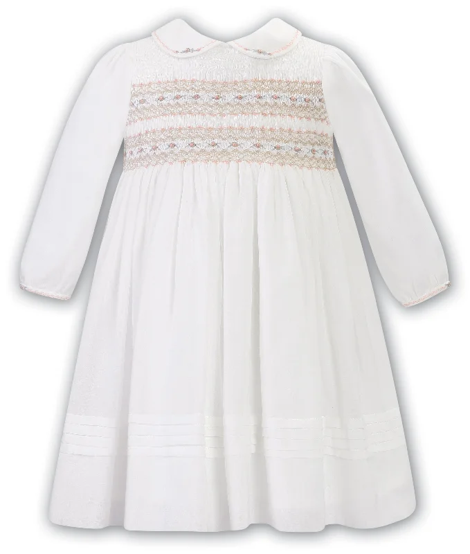 AW23 Sarah Louise Ivory Peach Smocked Dress Tunics Prom sequined