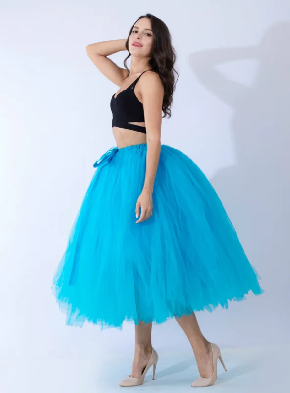 Blue Tulle Tutu Middle Skirt wool skirt breathable