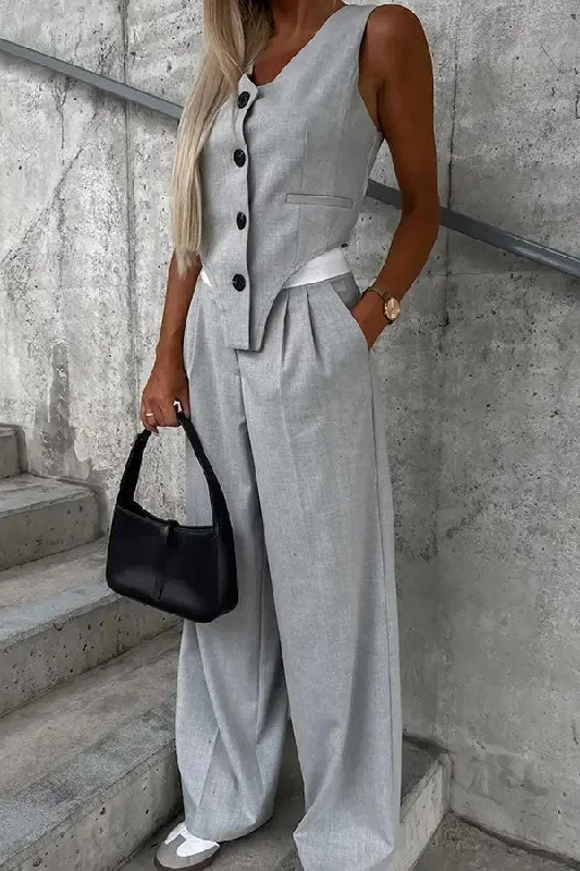 Patchwork Sleeveless Commuting Irregular Pant Suit Cozy Maternity Pants