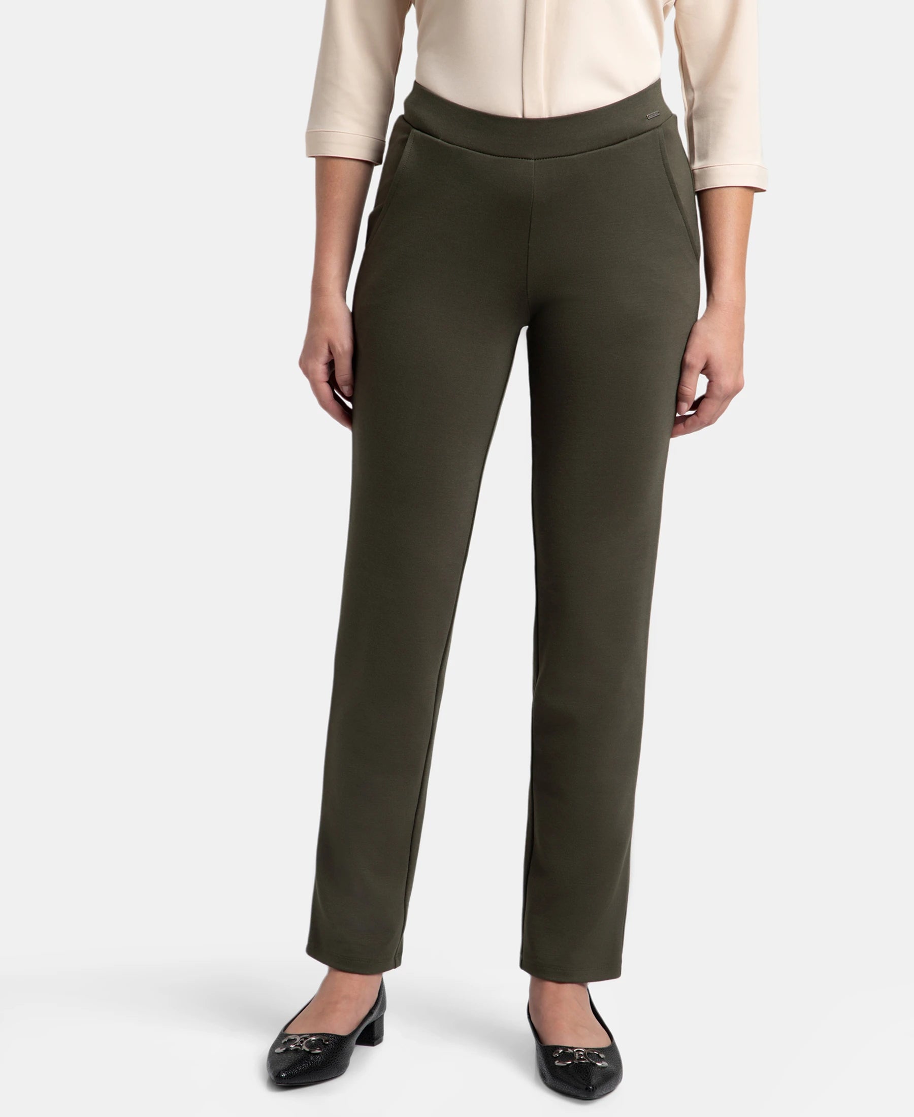 Rayon Nylon Elastane All Day Straight Pants With Durable Waistband - Deep Depths Chic Slim Fit Pants