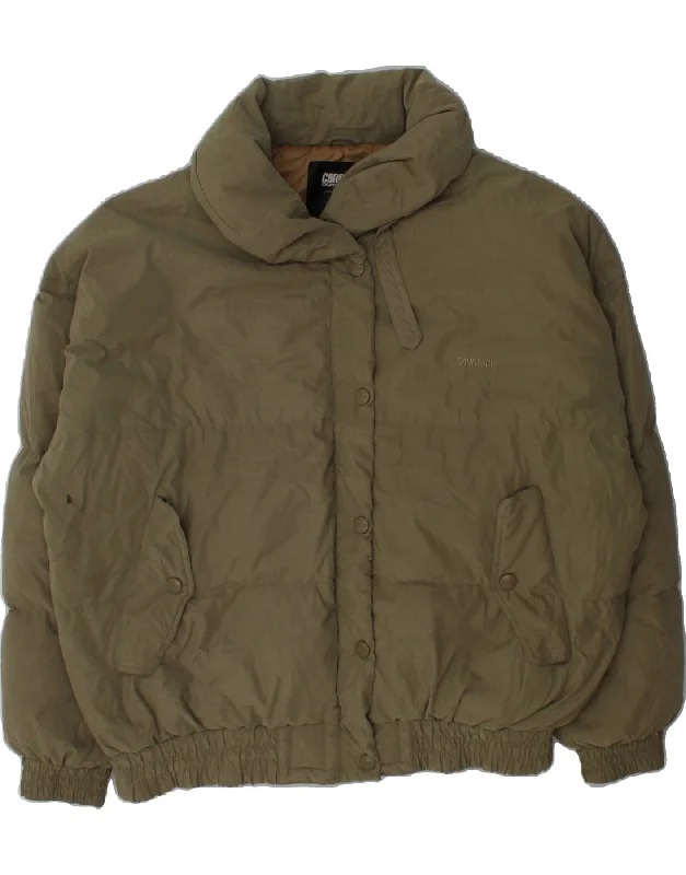 VINTAGE Womens Padded Jacket EU 48/50 2XL Beige Polyester Mesh Jacket Canvas Jacket Denim Jacket