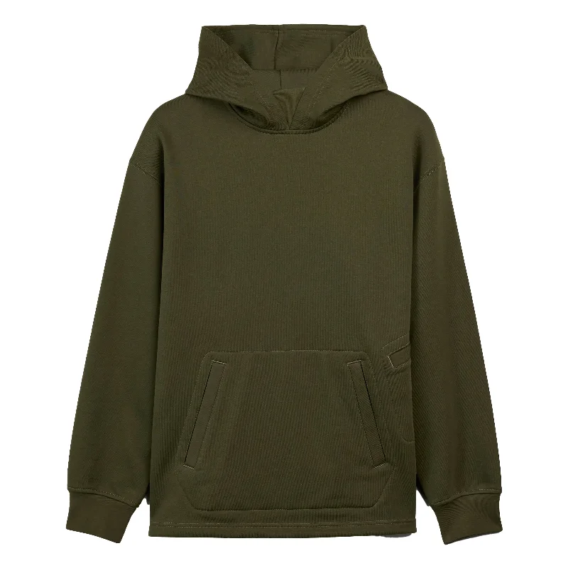 ADIDAS Y-3 Loose Hoodie Green Hoodie with Hem Fringe Bohemian Relaxed