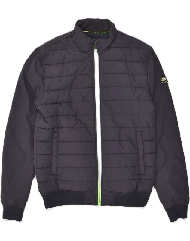 SUPERDRY Womens Padded Jacket UK 16 Large Navy Blue Polyester Fleece Fabric Down Fabric Feather Fabric