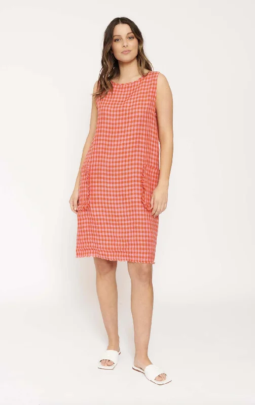 Sienna Dress in Blush Gingham