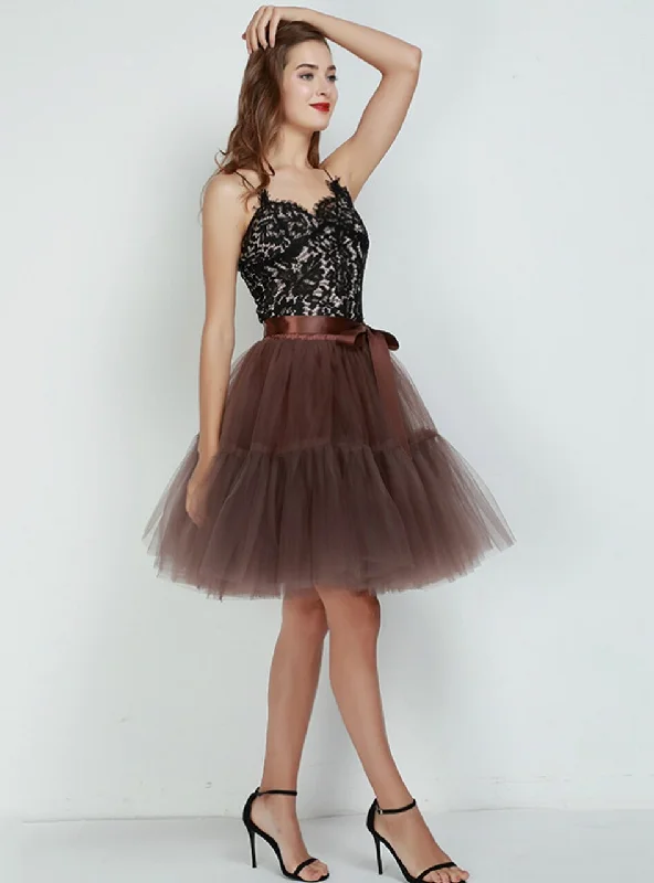 Women Coffee Puff Tulle Tutu Skirt velvet skirt plush