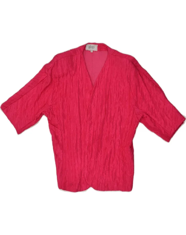 VINTAGE Womens Short Sleeve Blazer Jacket EU 42 Large Pink Fleece Jacket Down Jacket Feather Jacket VINTAGE Womens Short Sleeve Blazer Jacket EU 42 Large Pink Fleece Jacket Down Jacket Feather Jacket