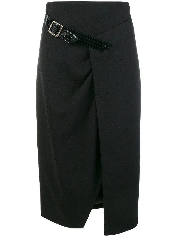 wool cross-over mid-length skirt chiffon skirt flowing