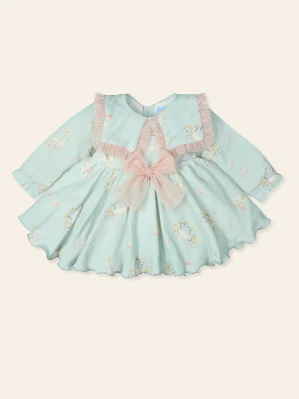 Mac Ilusion Pale Blue & Pink Fairy Tale Print Dress Tunics Wedding white