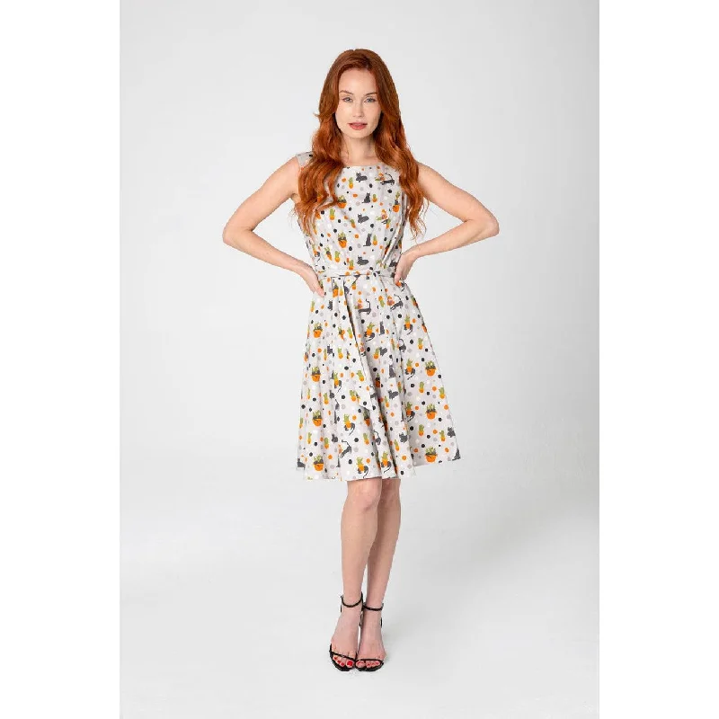 Miss Lulo Ruby Swing Dress in Cactus Cats Print Tunics Stylish elegant