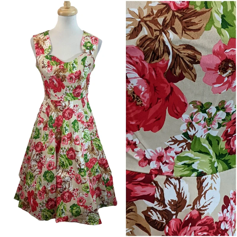 H&R London Zennor Floral Tea Dress Cowl Neckline Elegant