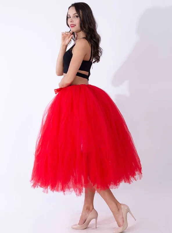 Red Tulle Tutu Middle Skirt denim skirt fashionable
