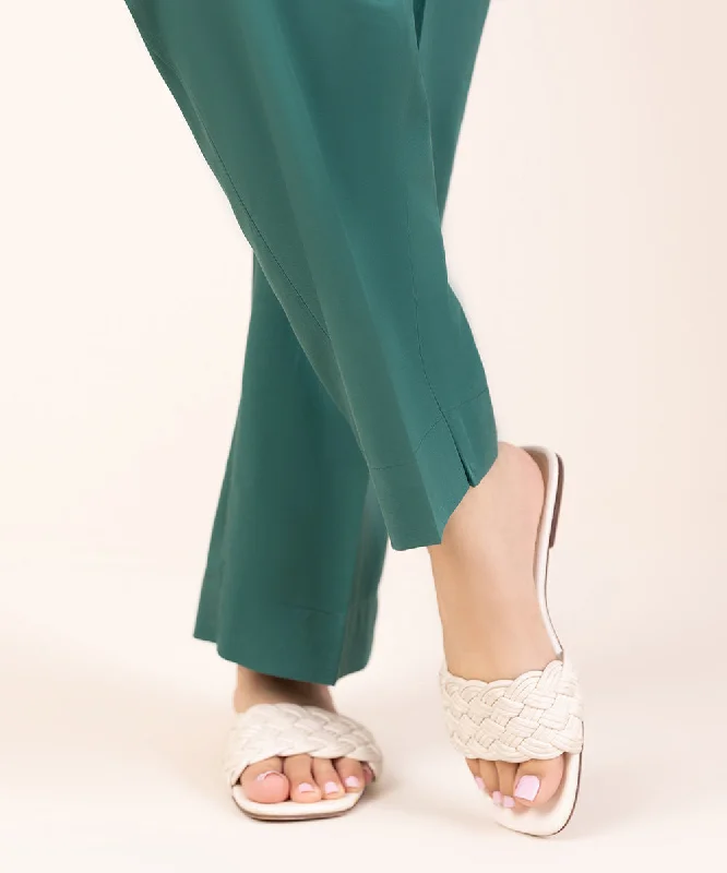 Cambric Straight Pants Comfortable Pleated Pants