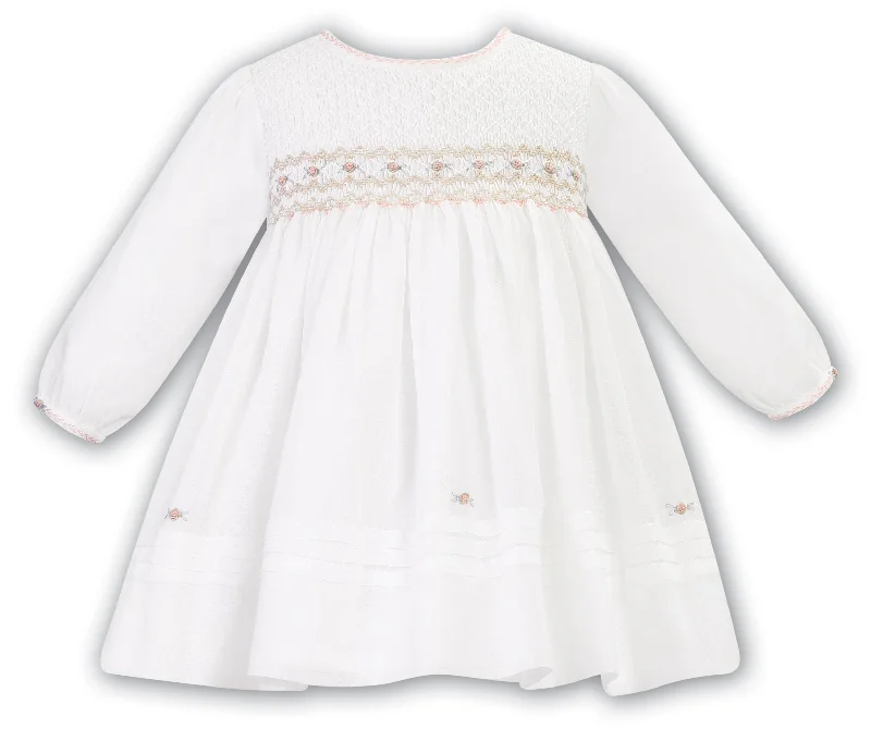 AW23 Sarah Louise Ivory Peach Smocked Dress Tunics Business professional