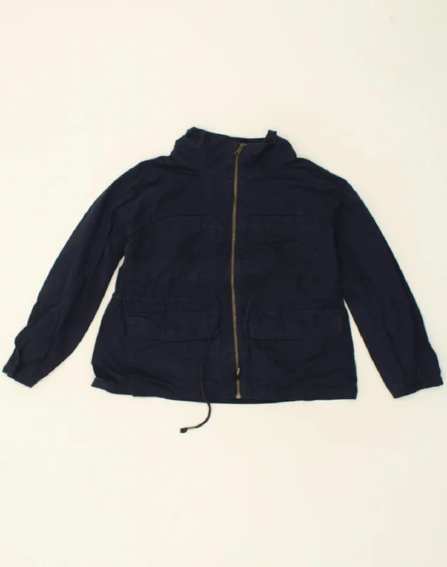 OLD NAVY Womens Utility Jacket UK 16 Large Navy Blue Cotton Belted Jacket Elasticated Jacket Padded Jacket