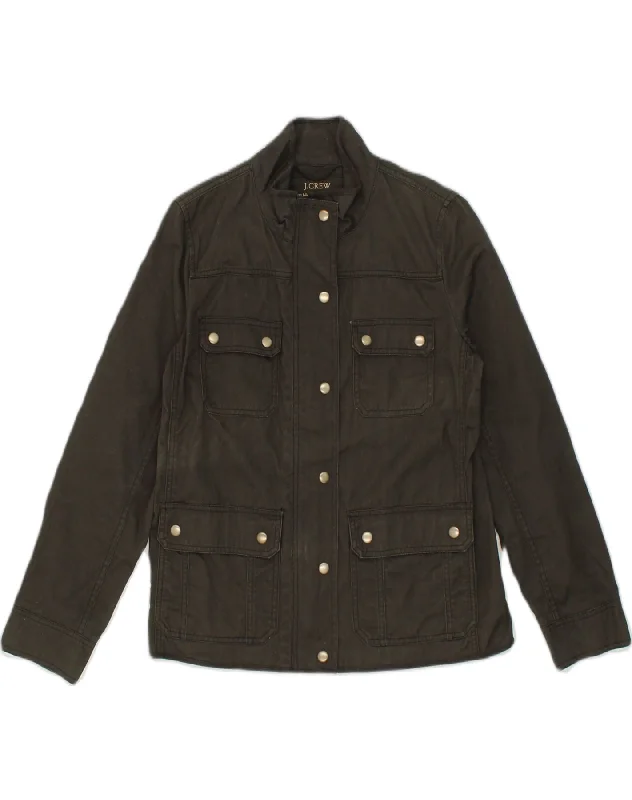 J. CREW Womens Utility Jacket UK 14 Medium Black Cotton Snapped Jacket Toggled Jacket Drawstring Jacket