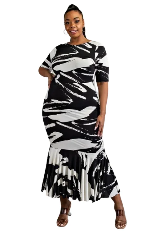 Black White Paintbrush Dress