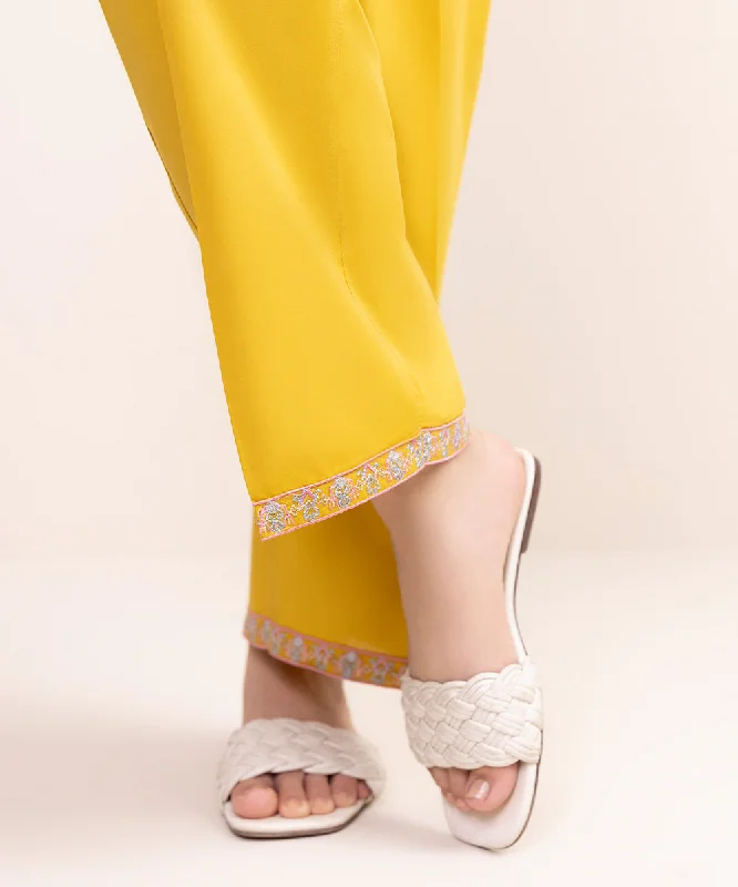 Embroidered Cambric Straight Pants Classic Chino Pants