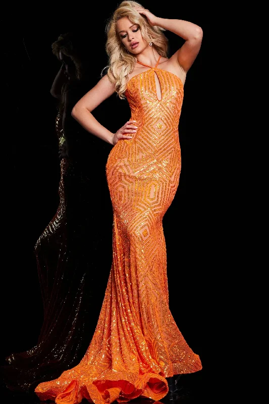Jovani -36640 Halter Neck Embellished Sheath Dress Tunics Sophisticated sleek