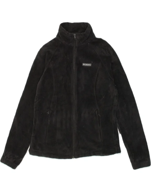 COLUMBIA Womens Fleece Jacket UK 18 XL Black Polyester Satin Jacket Silk Jacket Chiffon Jacket