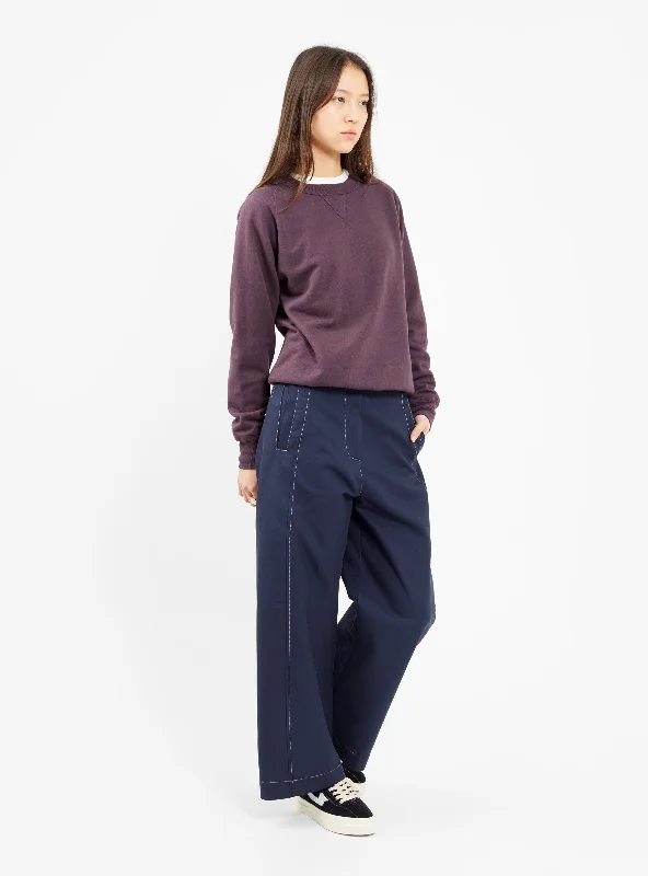Poli'Ahu Crew Neck Sweatshirt - Plum Perfect Hoodie with Hem Lace Feminine Delicate