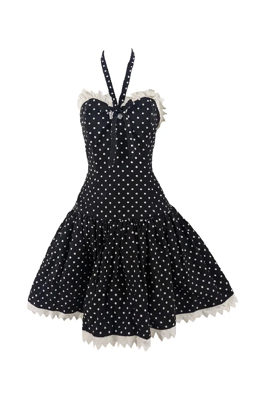 Victor Costa Vintage Halterneck Polka Dot Party Dress, 1980s Tunics Fashionable trendy