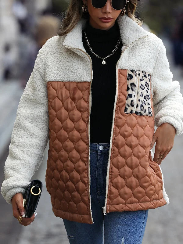 Ophelia® | Elegant jacket with animal print A-Line Jacket Boat Neck Shawl Collar
