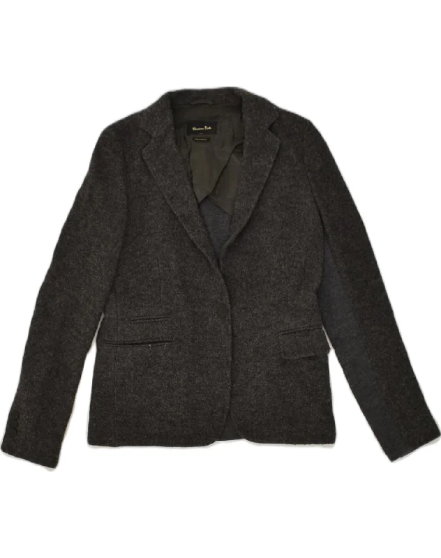 MASSIMO DUTTI Womens 1 Button Blazer Jacket EU 40 Medium Grey Zippered Front Buttoned Front Snap Front