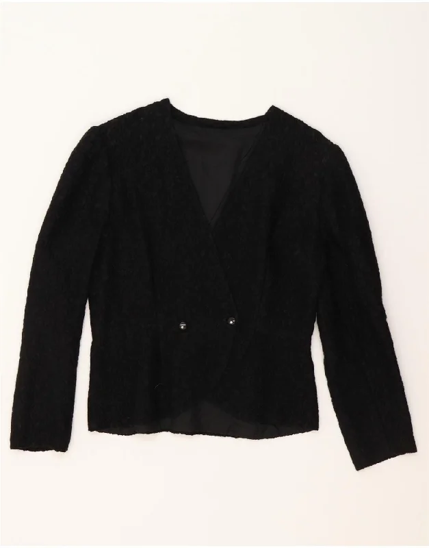 VINTAGE Womens Double Breasted Blazer Jacket UK 12 Medium Black Paisley Mesh Jacket Canvas Jacket Denim Jacket VINTAGE Womens Double Breasted Blazer Jacket UK 12 Medium Black Paisley Mesh Jacket Canvas Jacket Denim Jacket