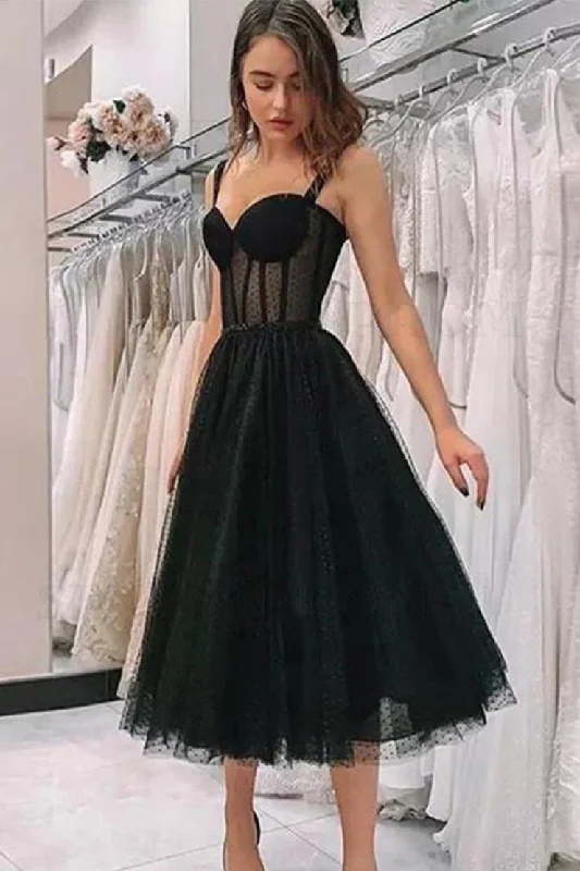 Cute Black Straps A Line Sleeveless Homecoming Party Dresseses Tunics Trendy modern