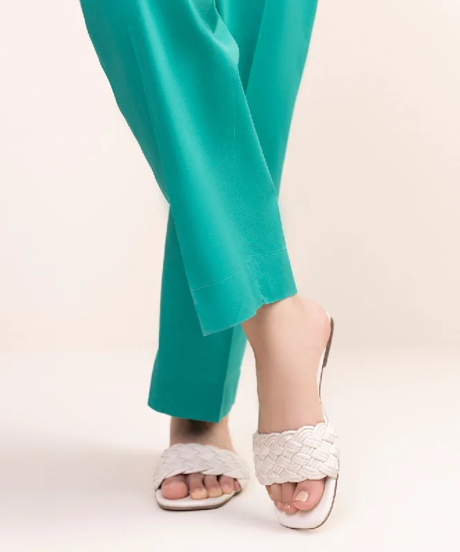 Cambric Straight Pants Chic Wool Trousers
