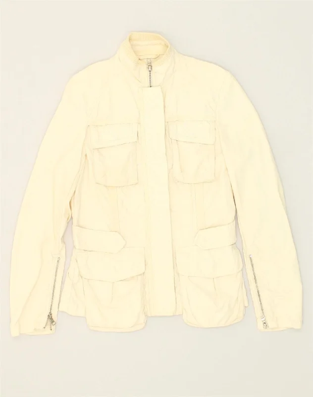 AVIREX Womens Utility Jacket UK 10 Small Off White Nylon Striped Jacket Polka Dot Jacket Floral Jacket