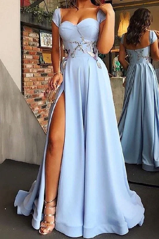 Light Blue Evening Dresses Floor-length Prom Dresses