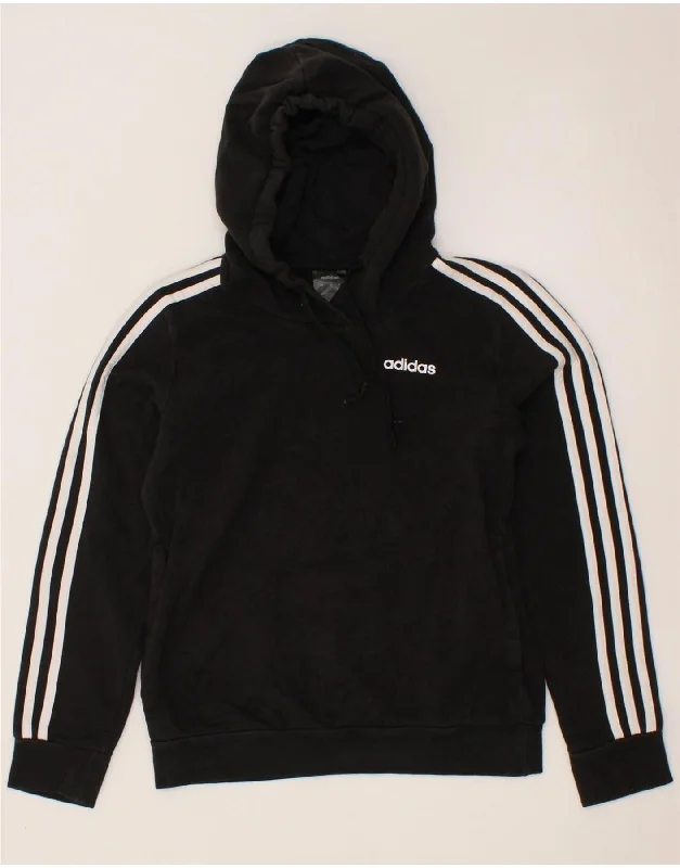 ADIDAS Womens Hoodie Jumper UK 4/6 XS Black Hoodie with Pastel Soft Subtle