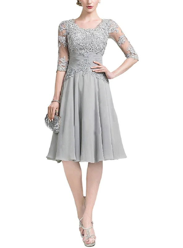 Tea Length Floral Lace Mother of The Bride Dress with Half Sleeves Custom Size Tunics Velvet soft