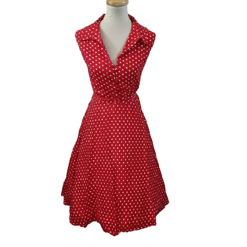Dolly & Dotty Poppy Red Polka Dot Dress empire Waist empire