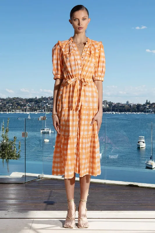 Pacific Dress in Checker Orange