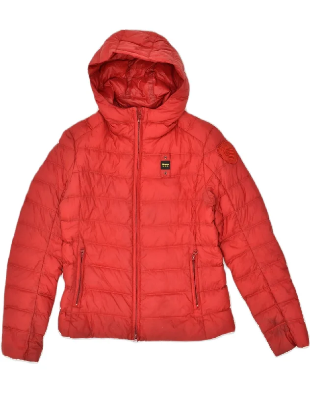 BLAUER Womens Hooded Padded Jacket UK 10 Small Red Polyamide Nylon Fabric Polyester Fabric Spandex Fabric BLAUER Womens Hooded Padded Jacket UK 10 Small Red Polyamide Nylon Fabric Polyester Fabric Spandex Fabric
