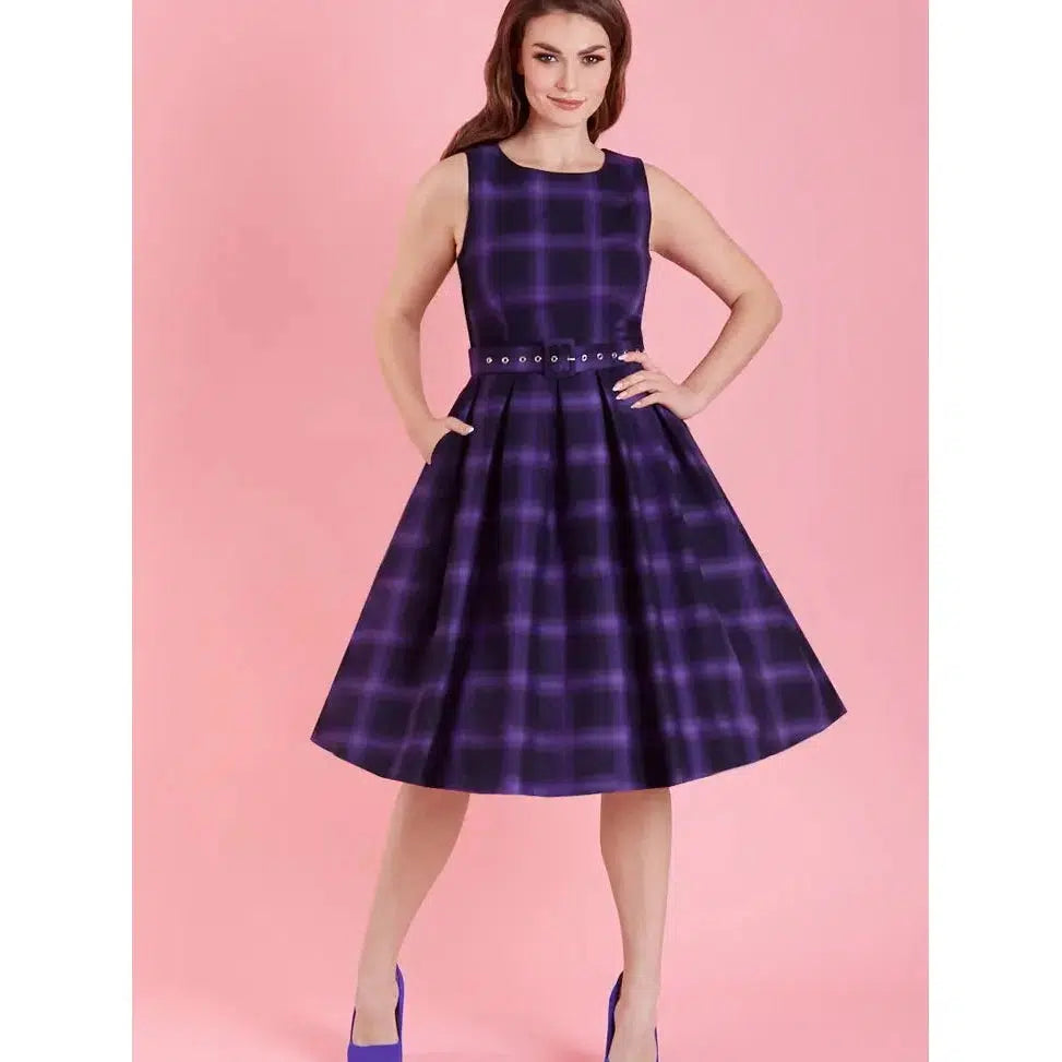 Dolly & Dotty Annie Retro Check Swing Dress in Purple and Black Tunics Gym athletic