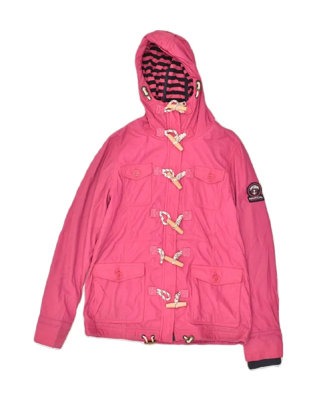 SUPERDRY Womens Hooded Duffle Jacket UK 8 Small Pink Polyester Quilted Jacket Puffer Jacket Insulated Jacket