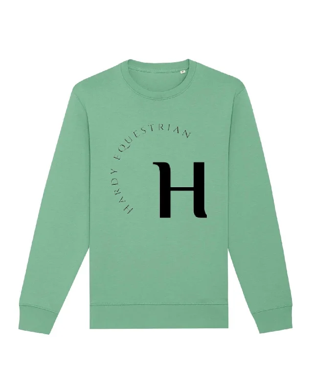 Hardy Equestrian Women's Iconic Crew Neck Sweatshirt Mint Hoodie with Zipper Placket Modern Functional