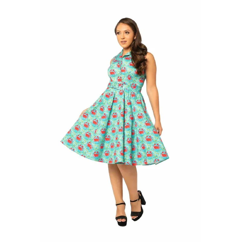Miss Lulo Jani Swing Dress in Ocean Crab Print Tunics Essential wardrobe
