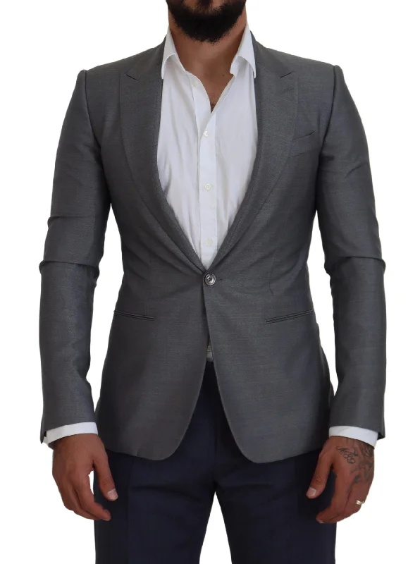 Elegant Light Gray Sicilia Blazer Jacket Trench Coat Raincoat Waterproof Jacket