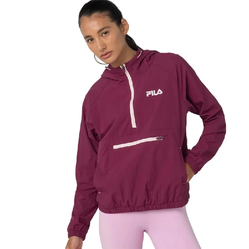 Fila Camperas Femenino Women_Jacket_Anorak_Train Flu Bordeaux Front Pockets Side Pockets Patch Pockets