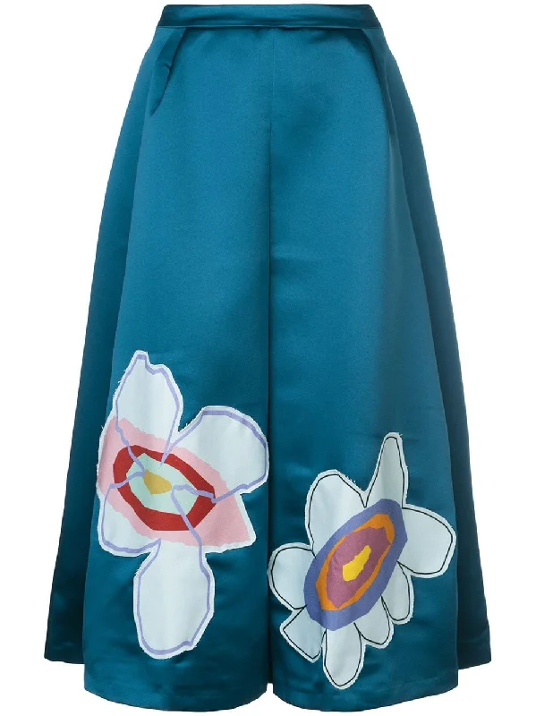 flower patch midi skirt denim skirt classic